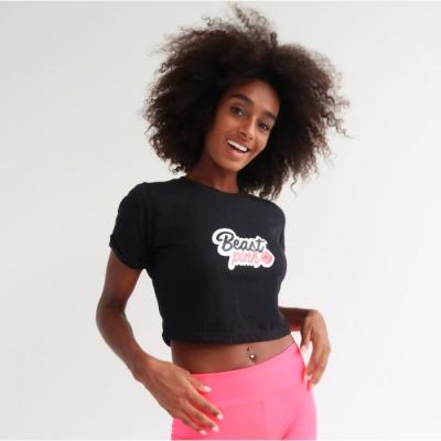 BeastPink Dámske tričko CropTop Black  S