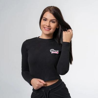 BeastPink Tričko Long Sleeve Croptop Black  L