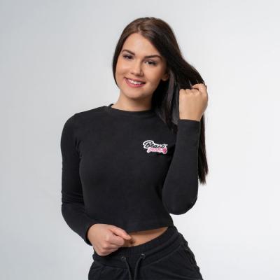 BeastPink Tričko Long Sleeve Croptop Black  XS