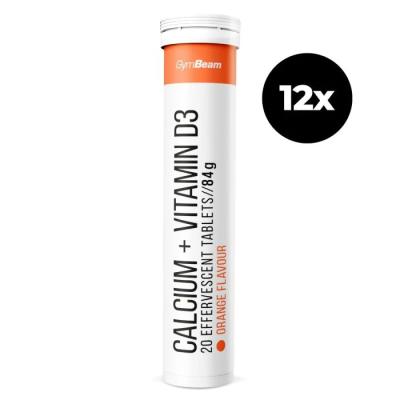 GymBeam Vápnik + Vitamín D3 šumivý 12 x 20 tab pomaranč