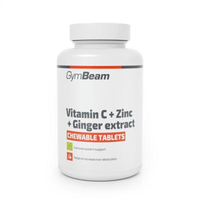 GymBeam Vitamín C + Zinok + extrakt zo zázvoru tablety na cmúľanie