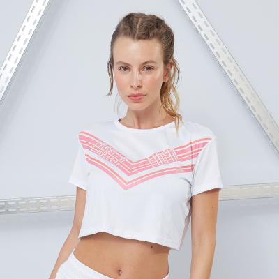 LABELLAMAFIA Dámske tričko CropTop Sporty Floral White  S