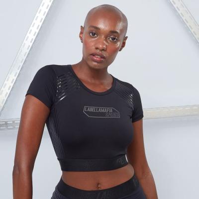 LABELLAMAFIA Dámske tričko CropTop Techwear Vibes Black S