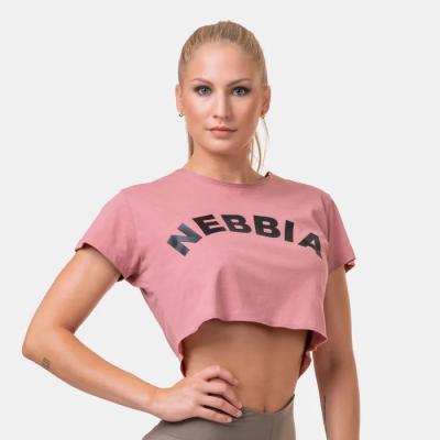 NEBBIA Dámske tričko Crop Top Fit&Sporty Old Rose XS