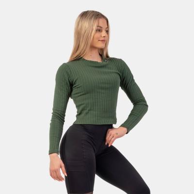 NEBBIA Dámske tričko Long Sleeve Top Organic Cotton Dark Green S