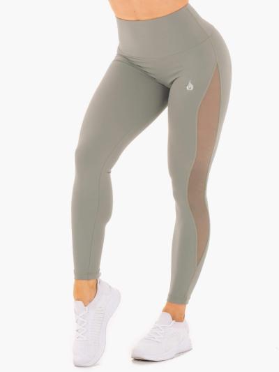 Ryderwear Dámske legíny Hype Mesh High Waisted Olive  XS