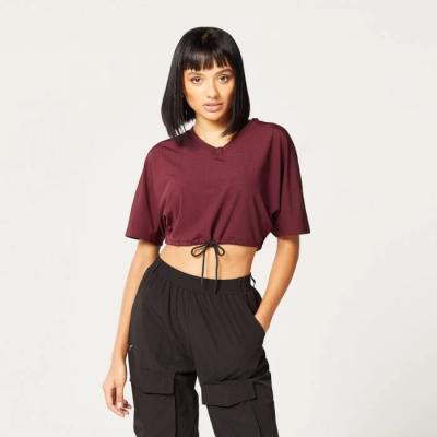 SQUATWOLF Dámske tričko Code Crop V Neck Red  L