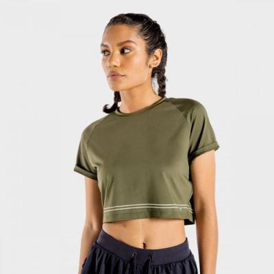 SQUATWOLF Dámske tričko Flux CropTop Khaki  M