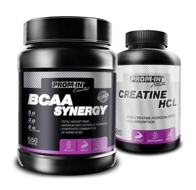 Akcia: BCAA Synergy + Creatin HCL - Prom-IN 550 g + 240 kaps. Cola