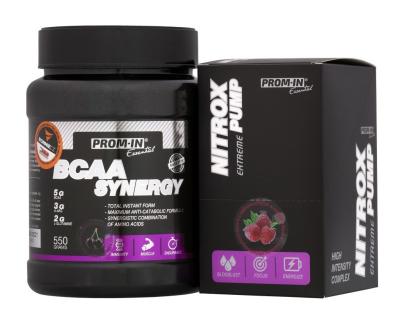 Akcia: BCAA Synergy + Nitrox Pump - Prom-IN 550 g + 10x15 g Cola