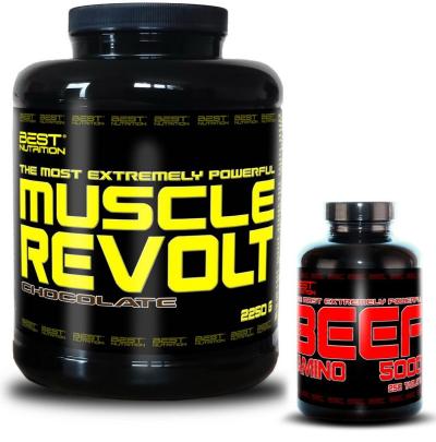 Muscle Revolt + BEEF Amino Zadarmo - Best Nutrition 2250 g + 250 tbl. Jahoda