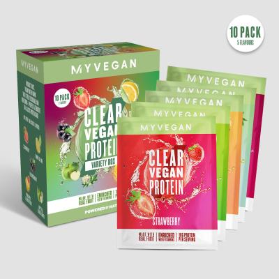 Balenie rôznych príchutí nápoja Clear Vegan Protein