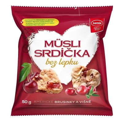 Semix Müsli srdíčka s višněmi a americkými brusinkami